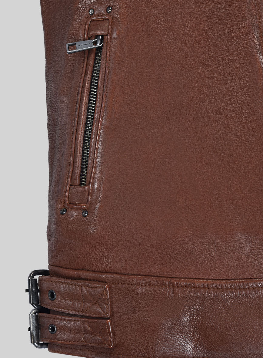Nobelvalor Tan Rider Leather Jacket - Image 6