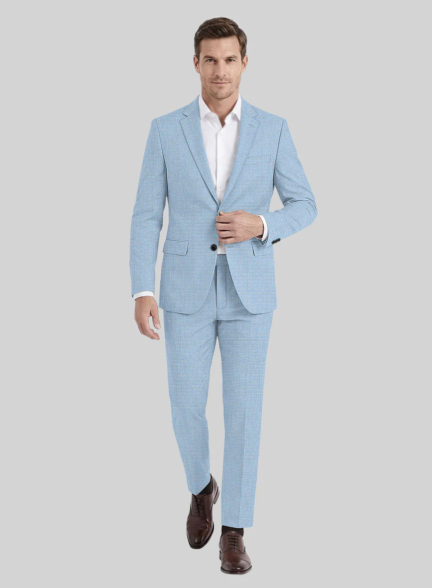 Noble Adrienne Blue Wool Silk Linen Suit