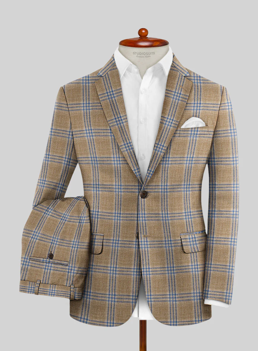 Noble Alonso Beige Wool Silk Linen Suit - Image 2