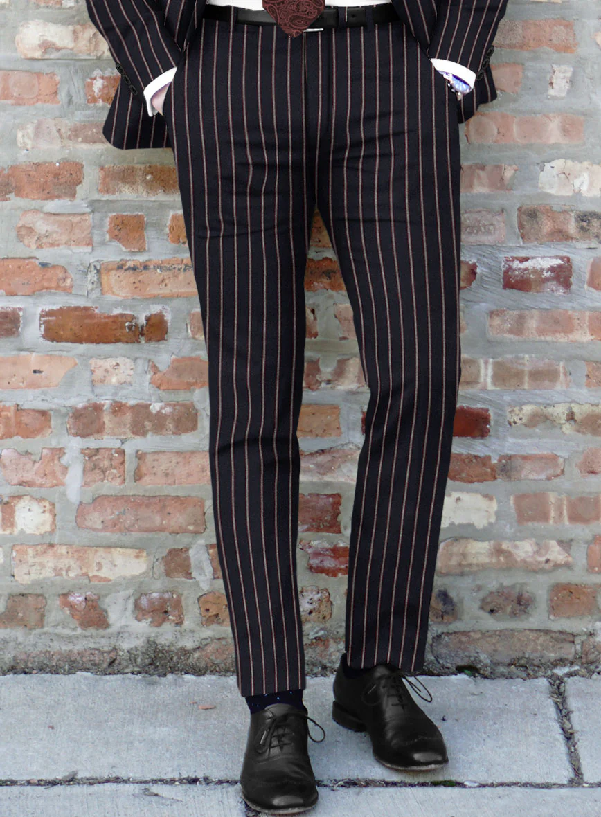 Noble Assunta Blue Stripe Cotton Silk Linen Pants - Image 2