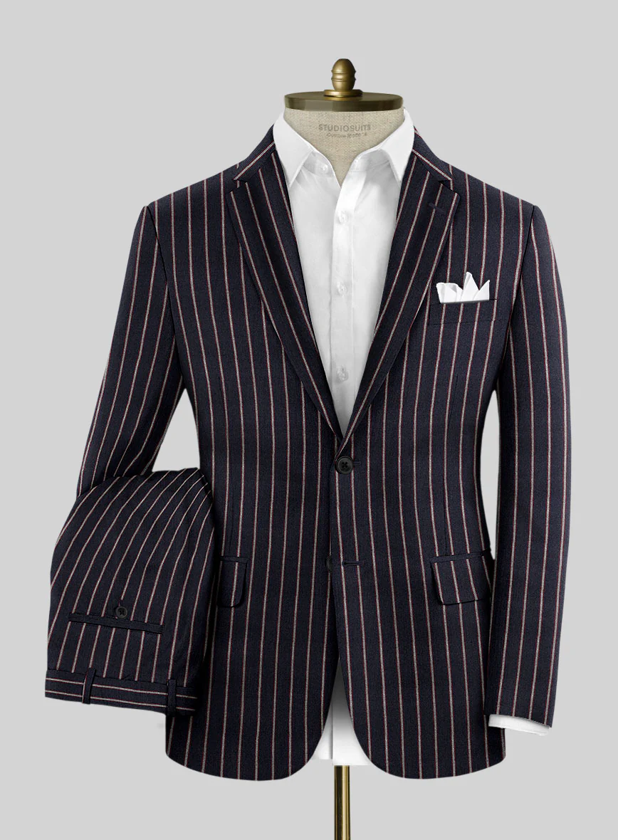 Noble Assunta Blue Stripe Cotton Silk Linen Suit - Image 2