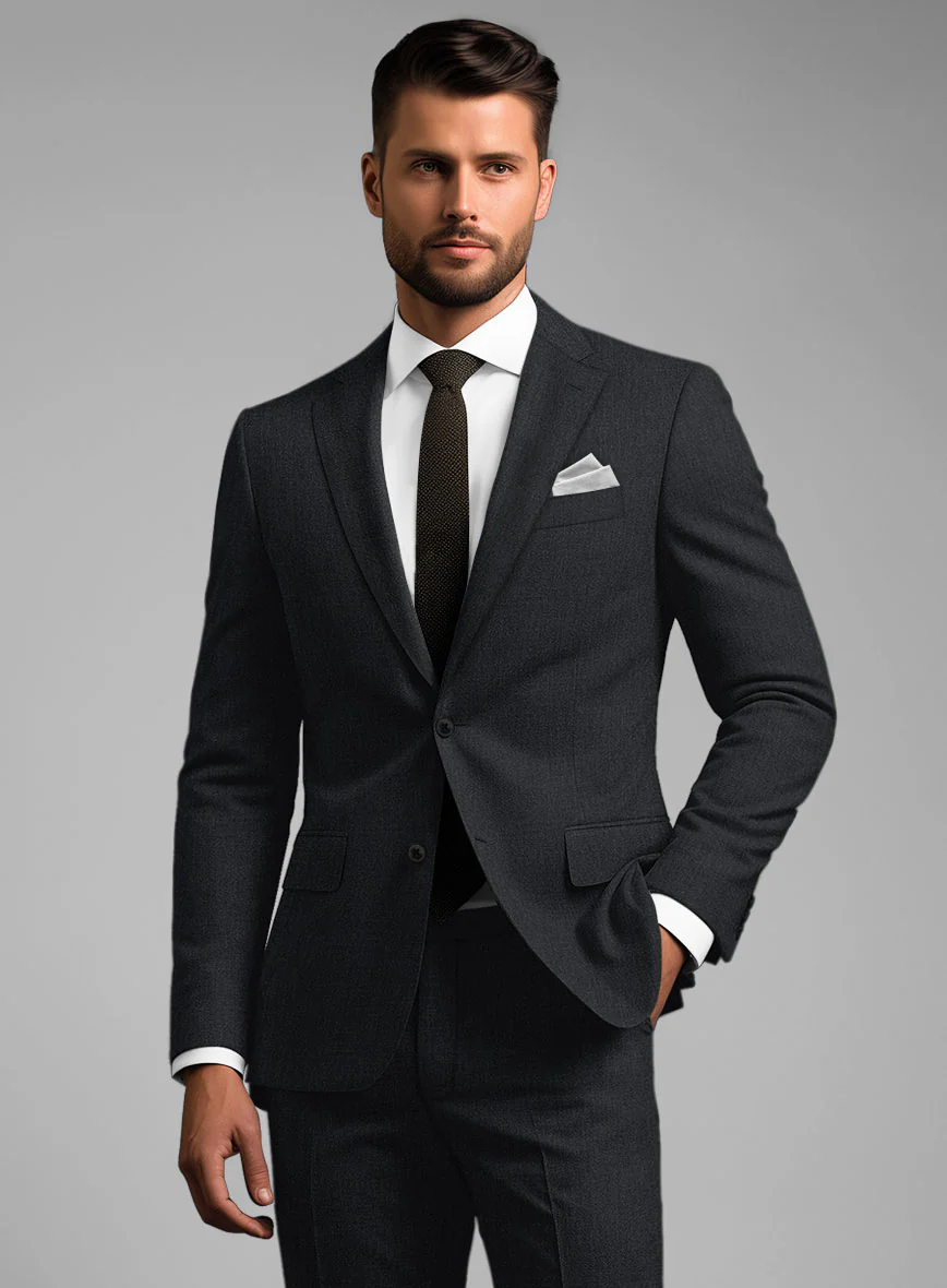 Noble Black Wool Silk Linen Suit - Image 3