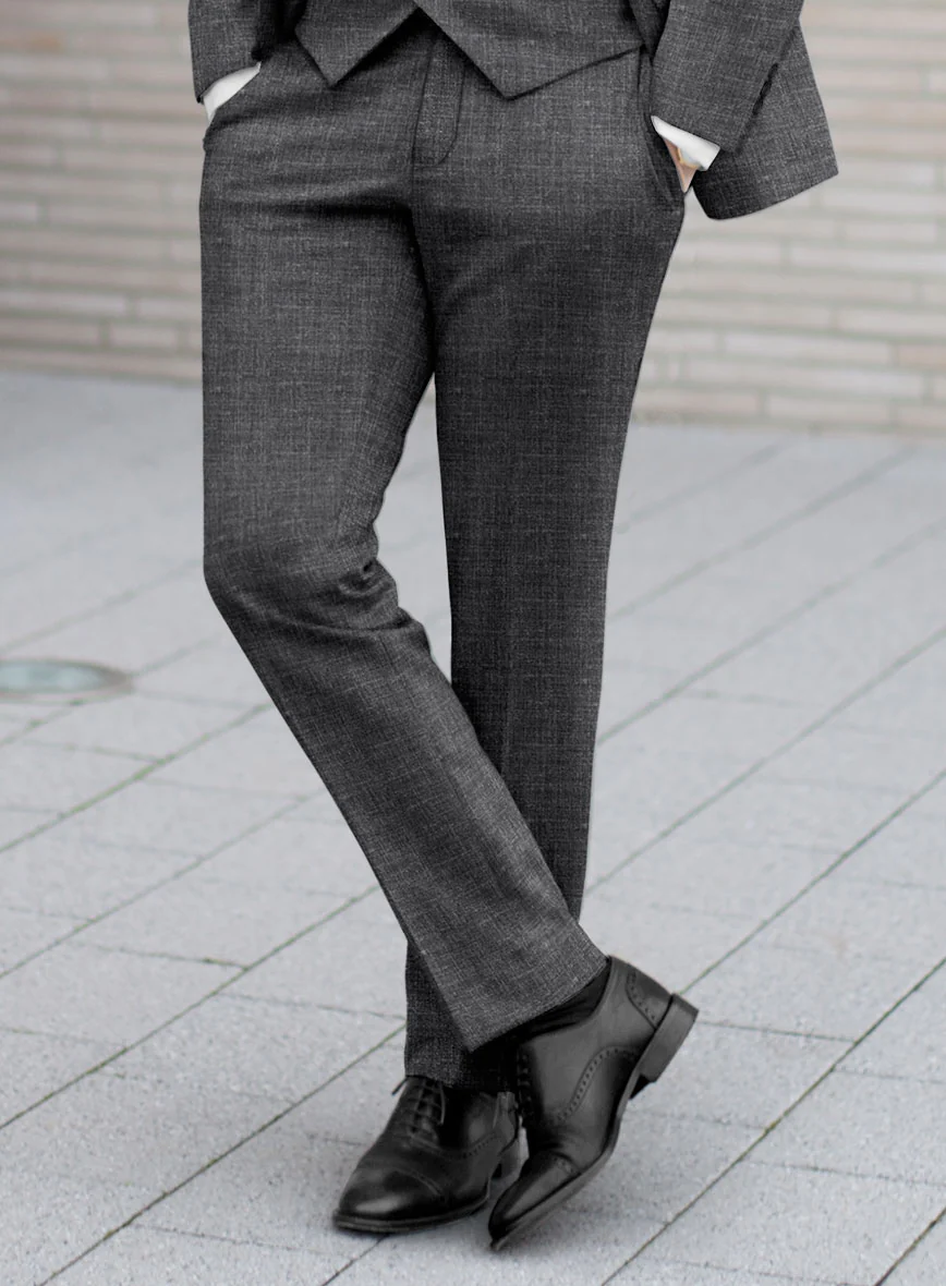 Noble Blue Gray Wool Silk Linen Pants - Image 2