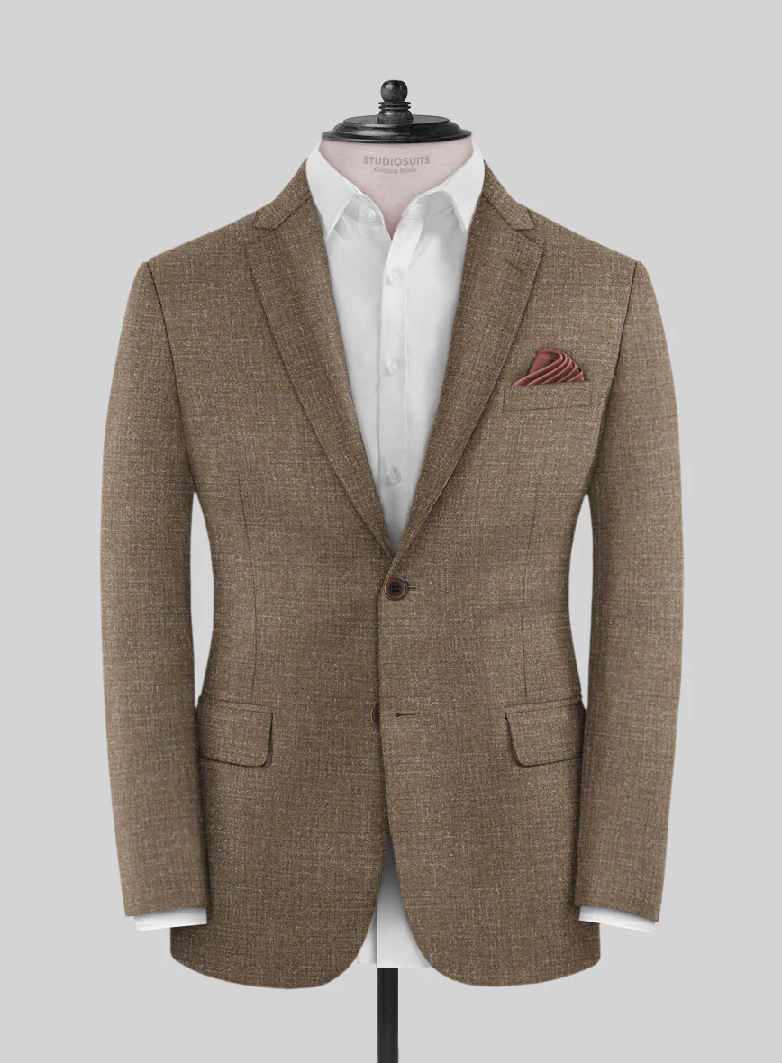 Noble Brown Wool Silk Linen Jacket