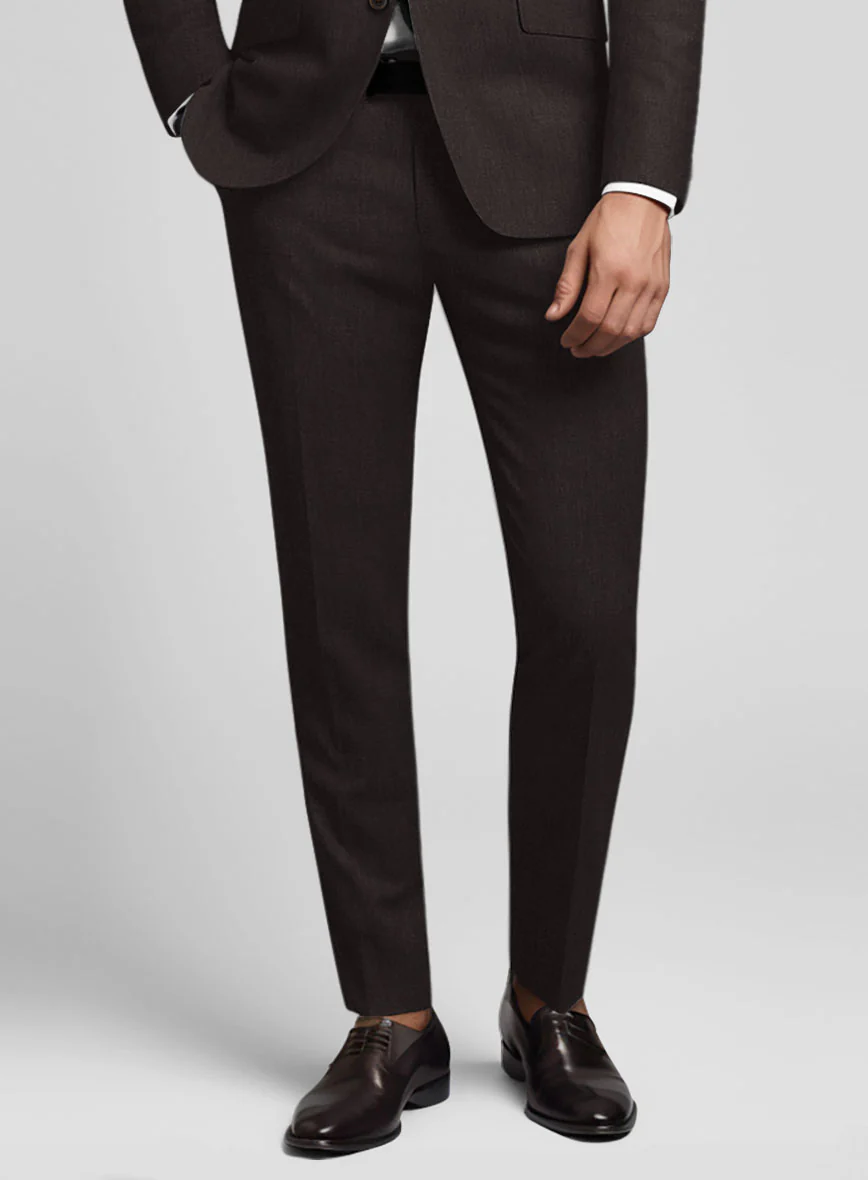 Noble Coffee Brown Wool Silk Linen Pants