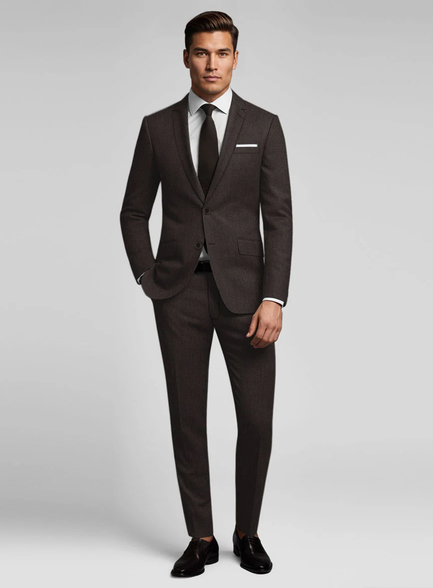 Noble Coffee Brown Wool Silk Linen Suit