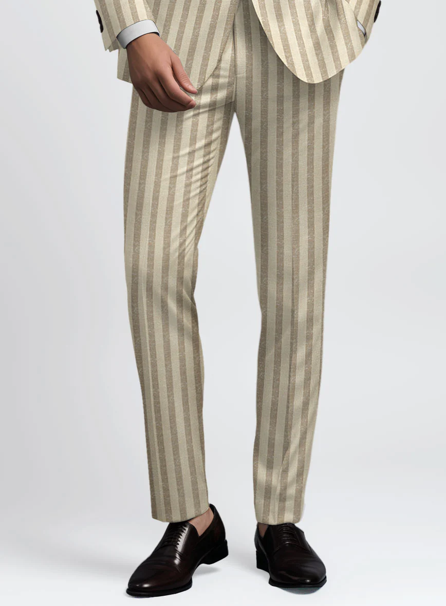 Noble Cream Stripe Wool Silk Linen Suit - Image 5