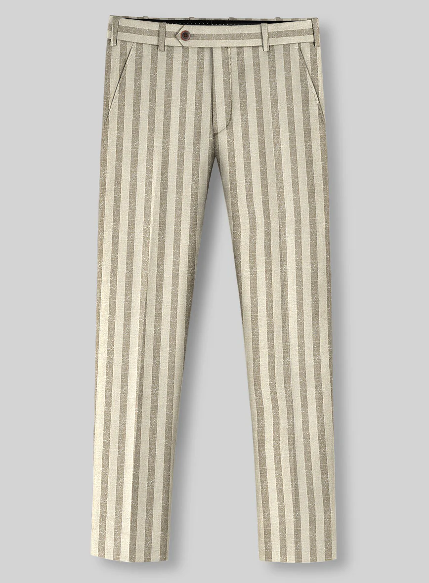 Noble Cream Stripe Wool Silk Linen Suit - Image 6