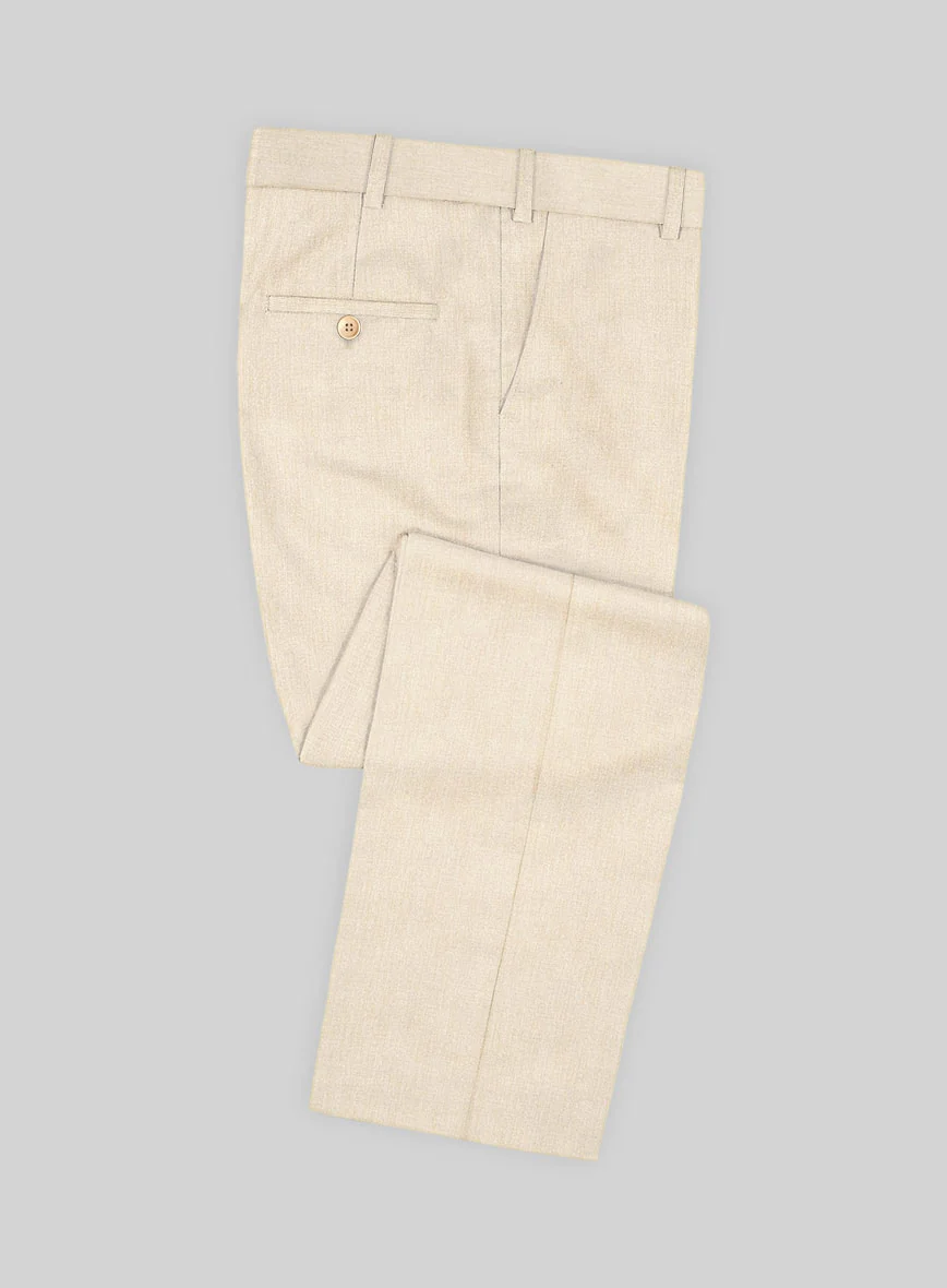 Noble Cream Wool Silk Linen Pants
