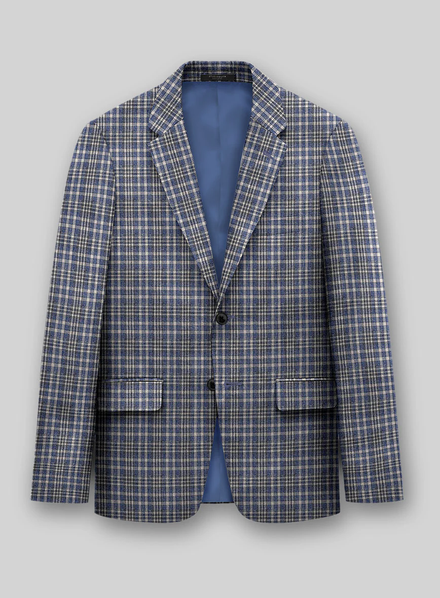 Noble Dante Blue Cotton Silk Linen Jacket