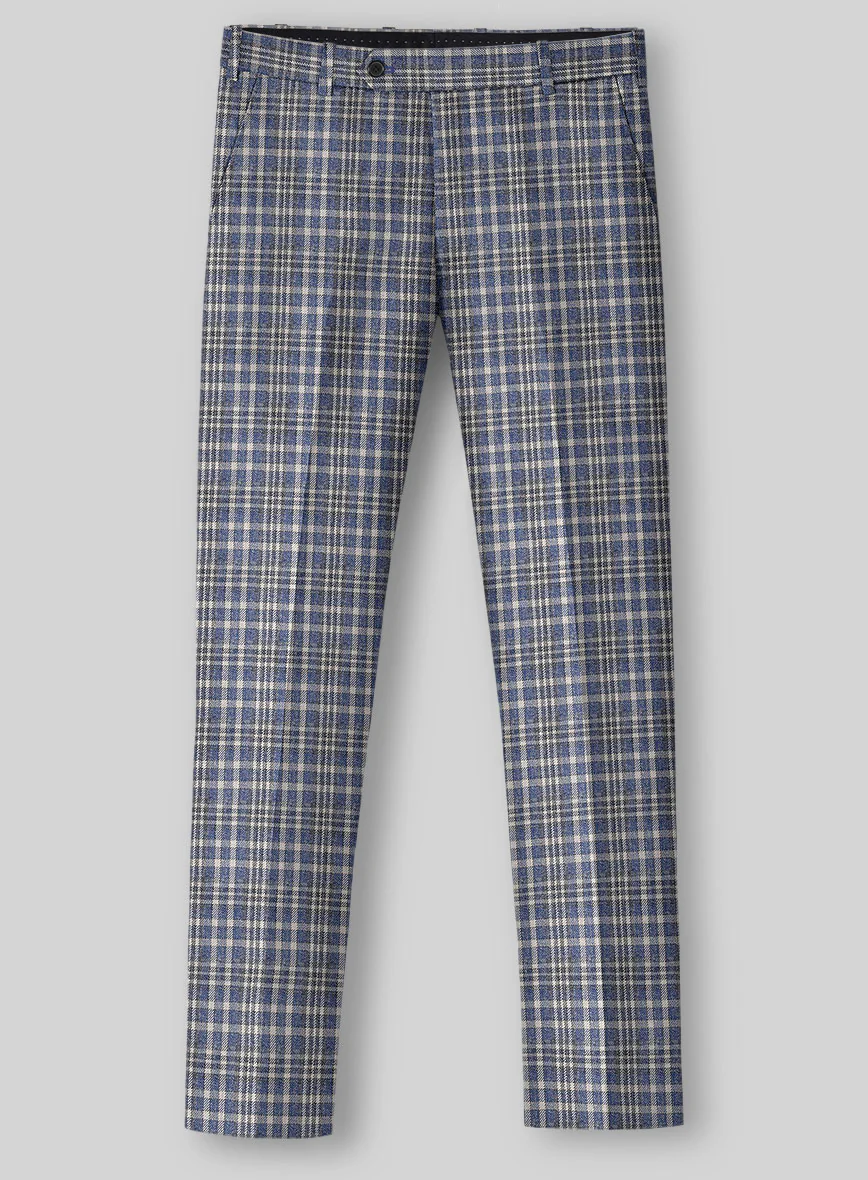 Noble Dante Blue Cotton Silk Linen Pants - Image 2