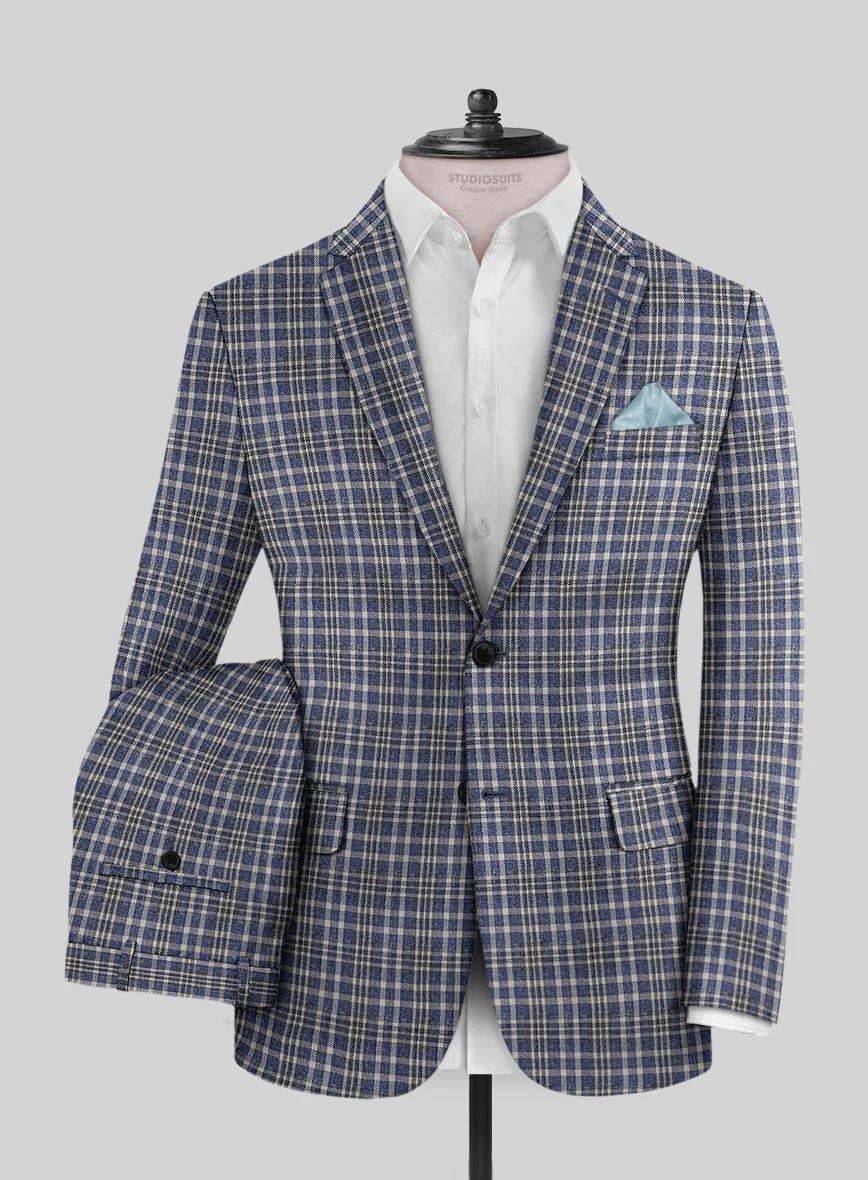 Noble Dante Blue Cotton Silk Linen Suit - Image 2