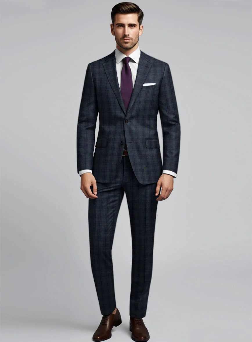 Noble Domenico Check Wool Silk Linen Suit