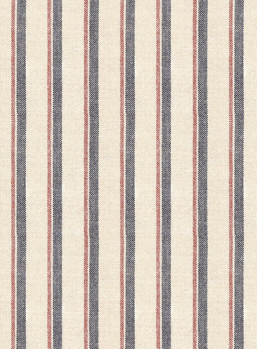 Noble Elena Cream Stripe Wool Silk Linen Pants - Image 3