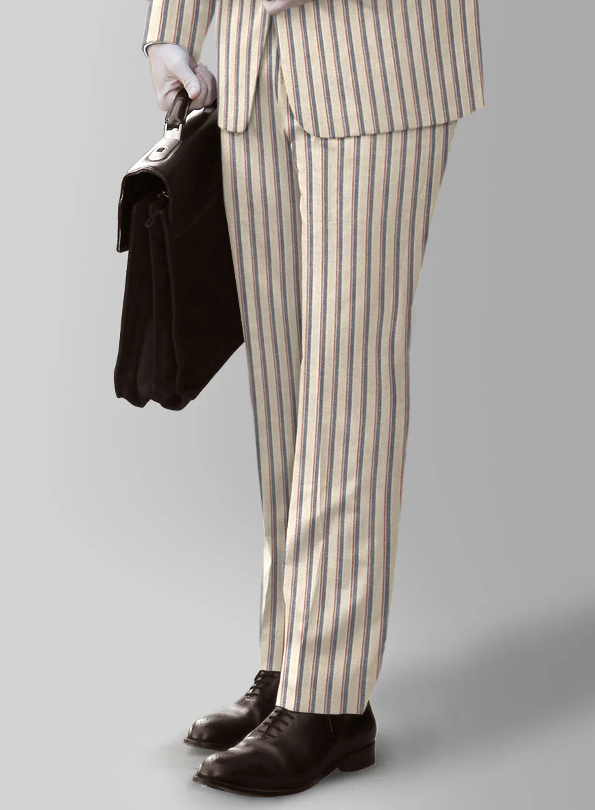 Noble Elena Cream Stripe Wool Silk Linen Suit - Image 5