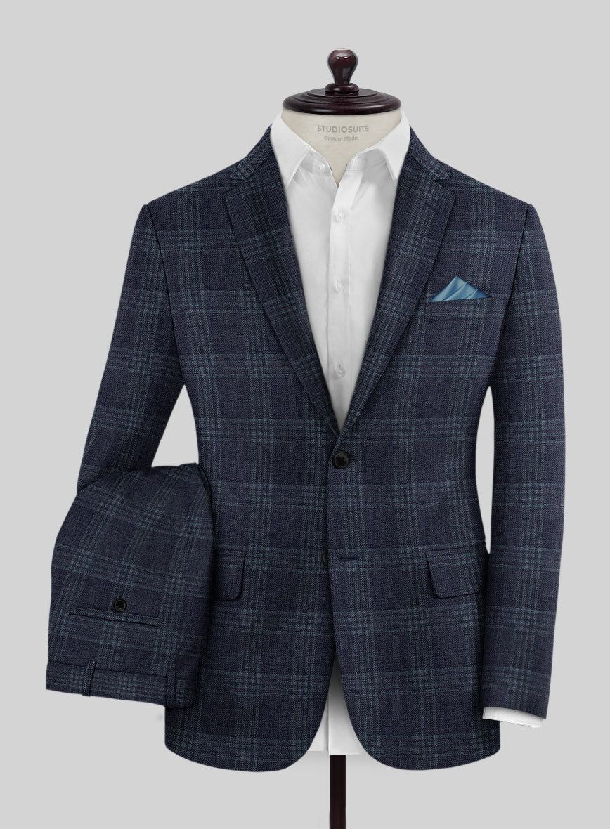 Noble Gianni Blue Wool Silk Linen Suit - Image 2