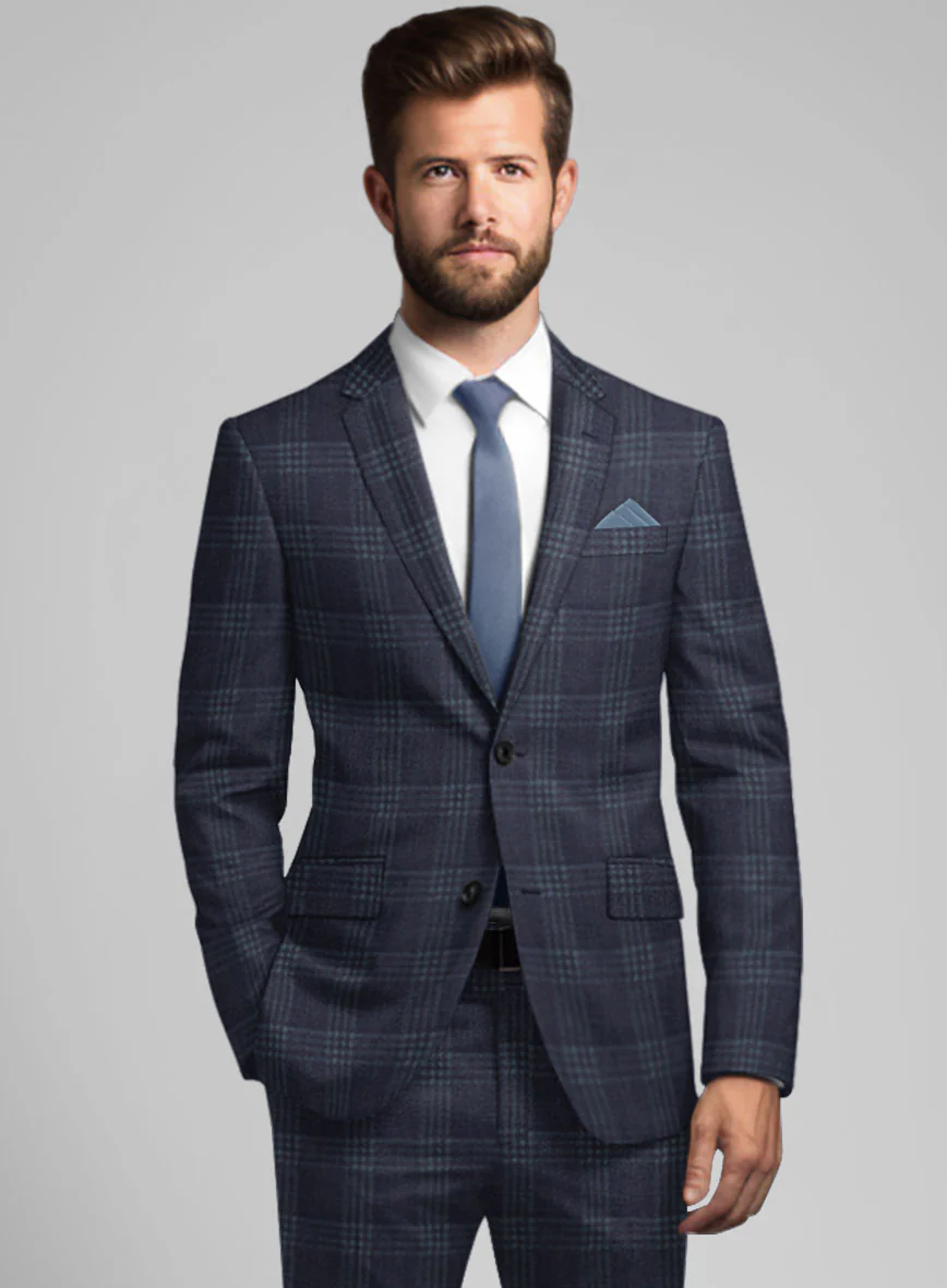 Noble Gianni Blue Wool Silk Linen Suit - Image 3