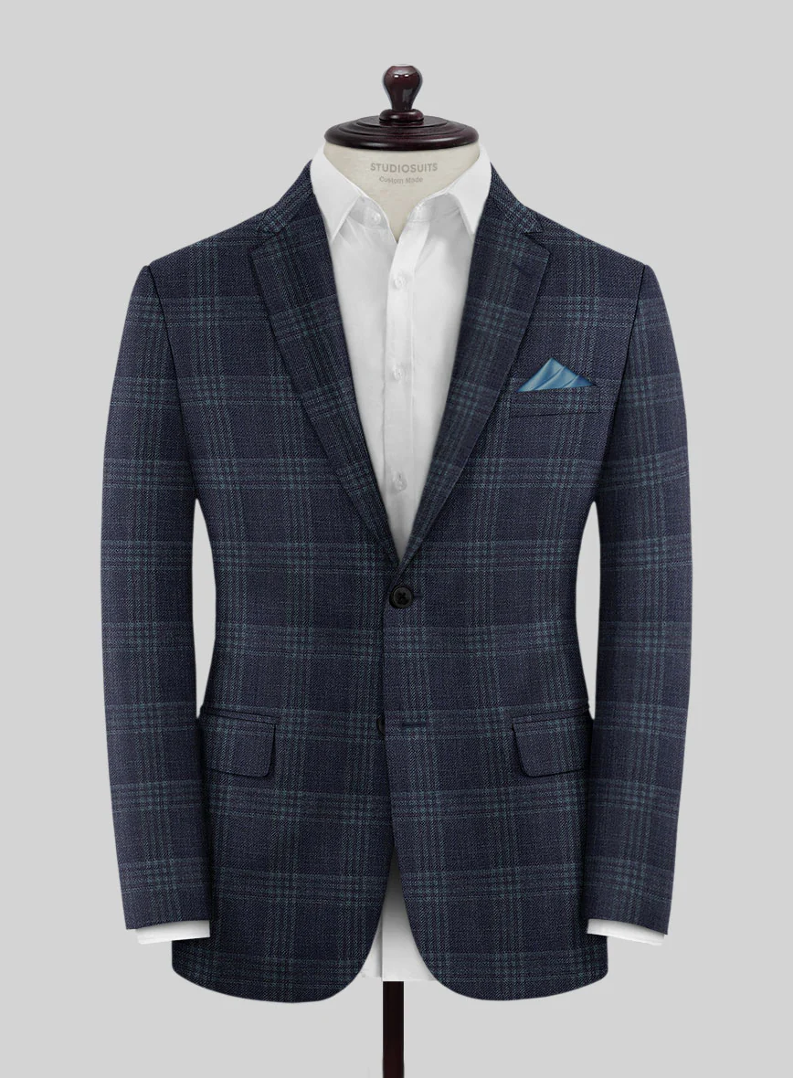 Noble Gianni Blue Wool Silk Linen Suit - Image 4