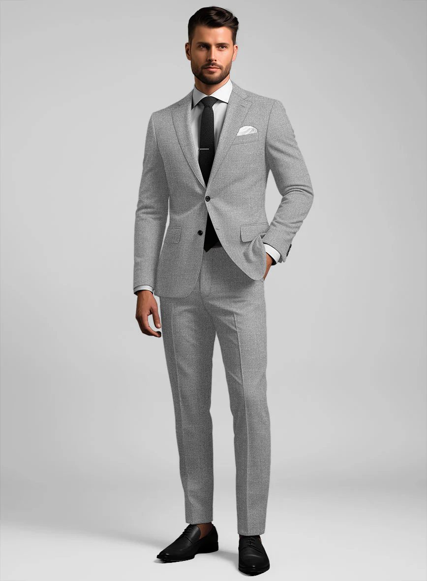 Noble Gray Wool Silk Linen Suit