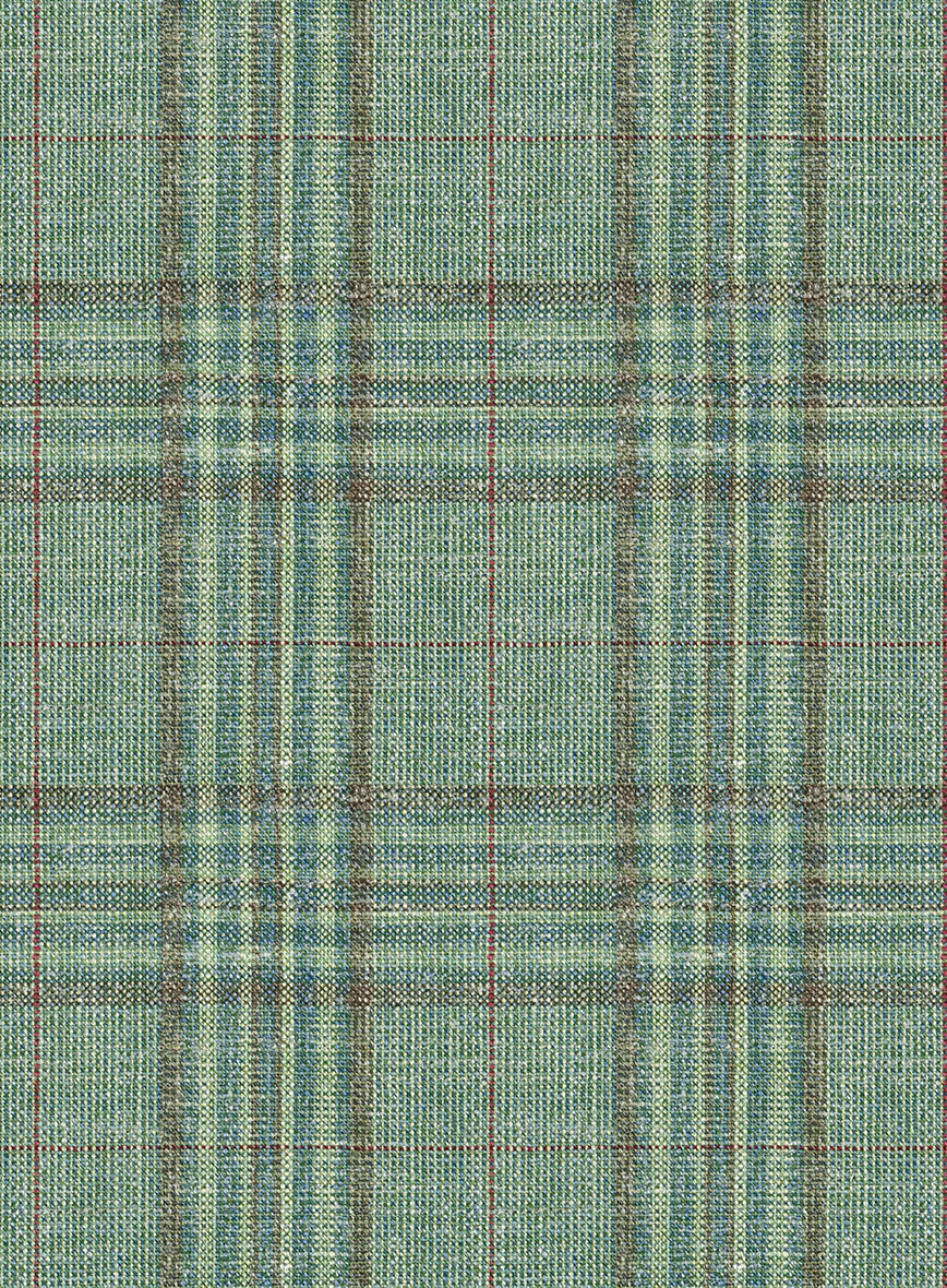 Noble Green Check Wool Silk Linen Jacket - Image 3