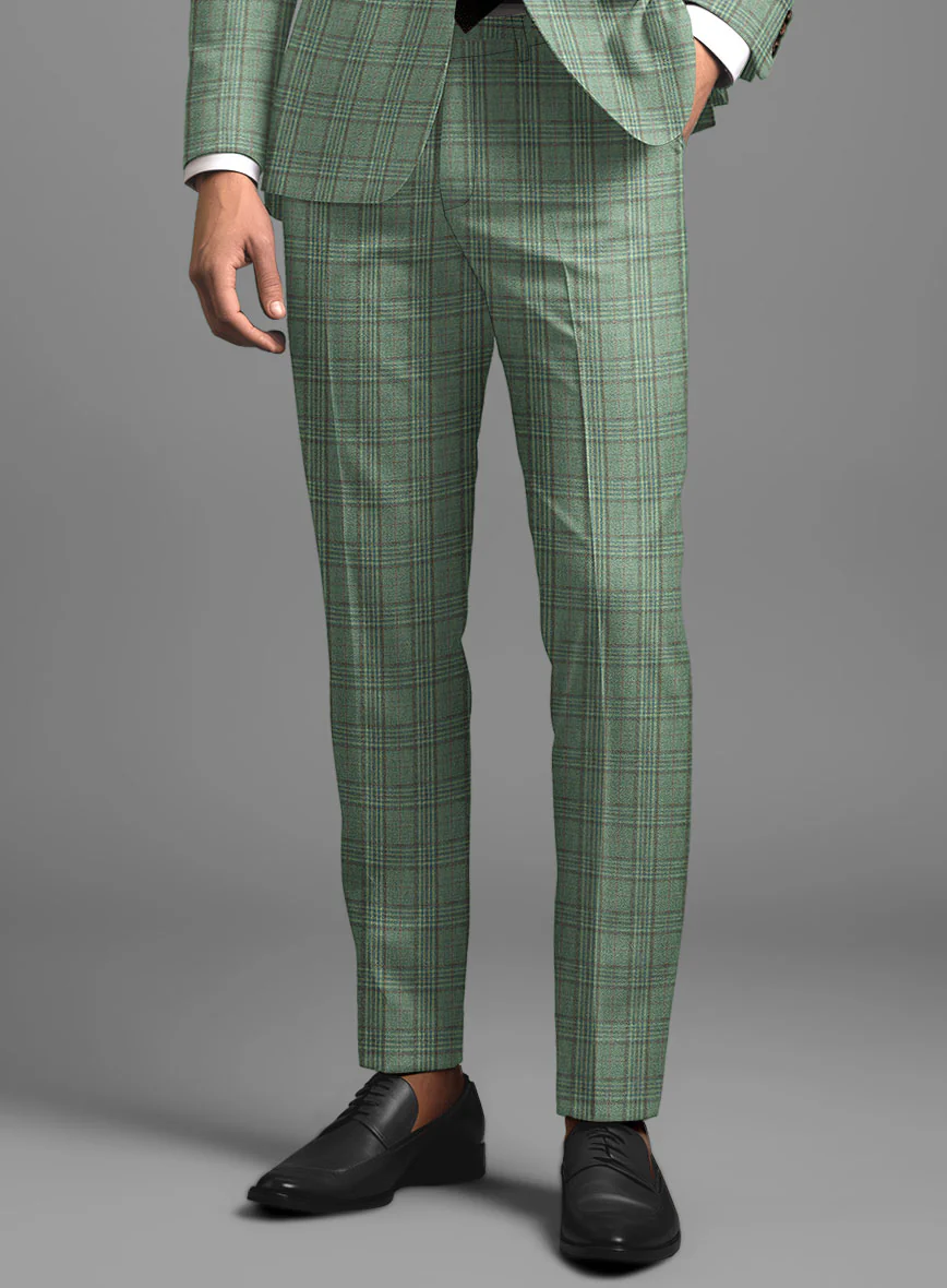 Noble Green Check Wool Silk Linen Suit - Image 5