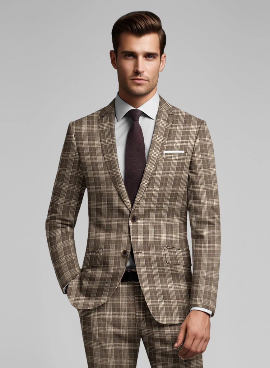 Noble Hugo Brown Wool Silk Linen Suit - Image 3