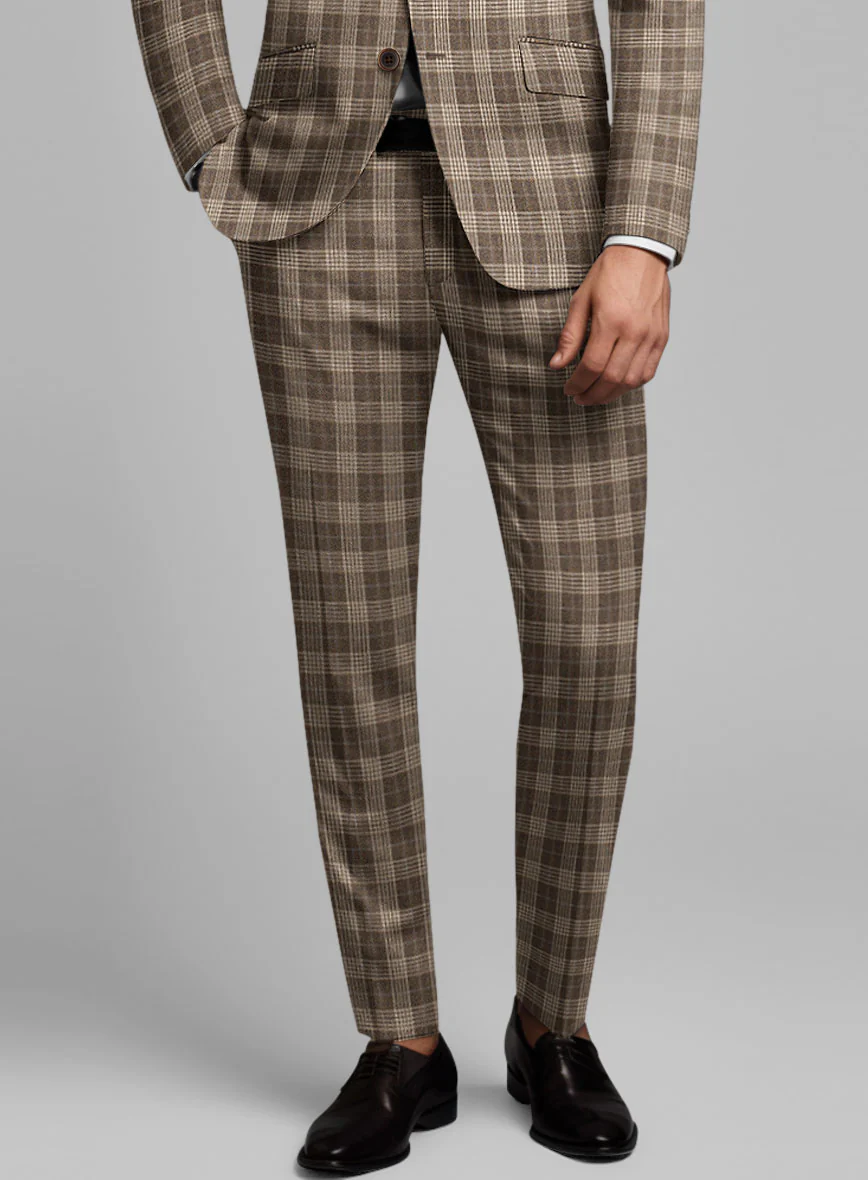 Noble Hugo Brown Wool Silk Linen Pants