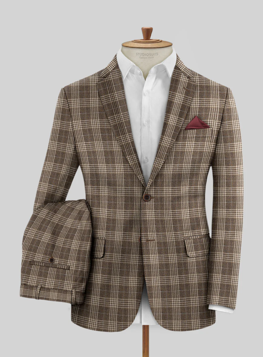 Noble Hugo Brown Wool Silk Linen Suit - Image 2