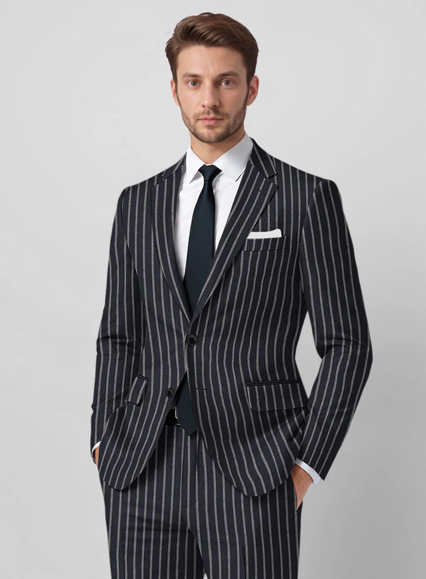 Noble Imelda Blue Stripe Cotton Silk Linen Suit - Image 4