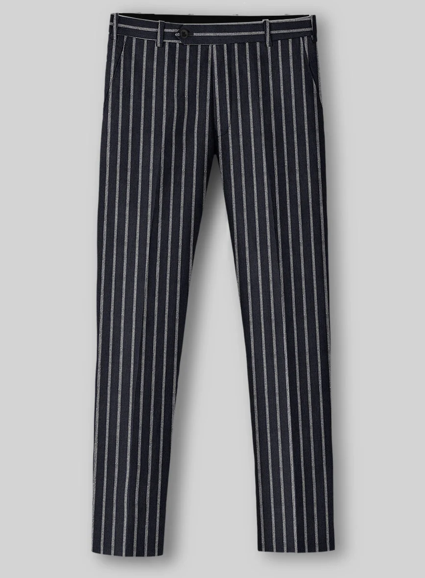 Noble Imelda Blue Stripe Cotton Silk Linen Suit - Image 5