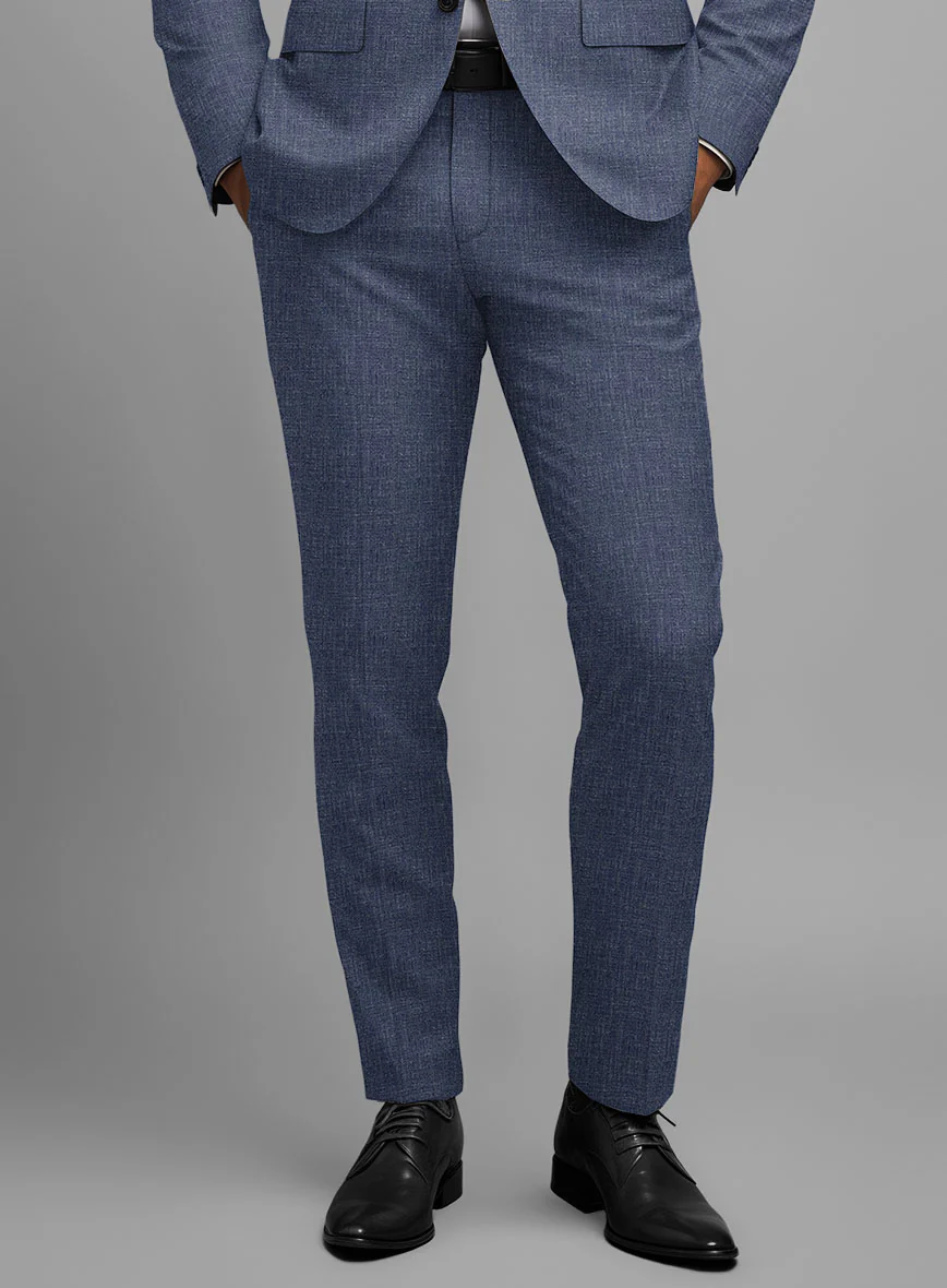 Noble Indigo Blue Wool Silk Linen Pants - Image 2