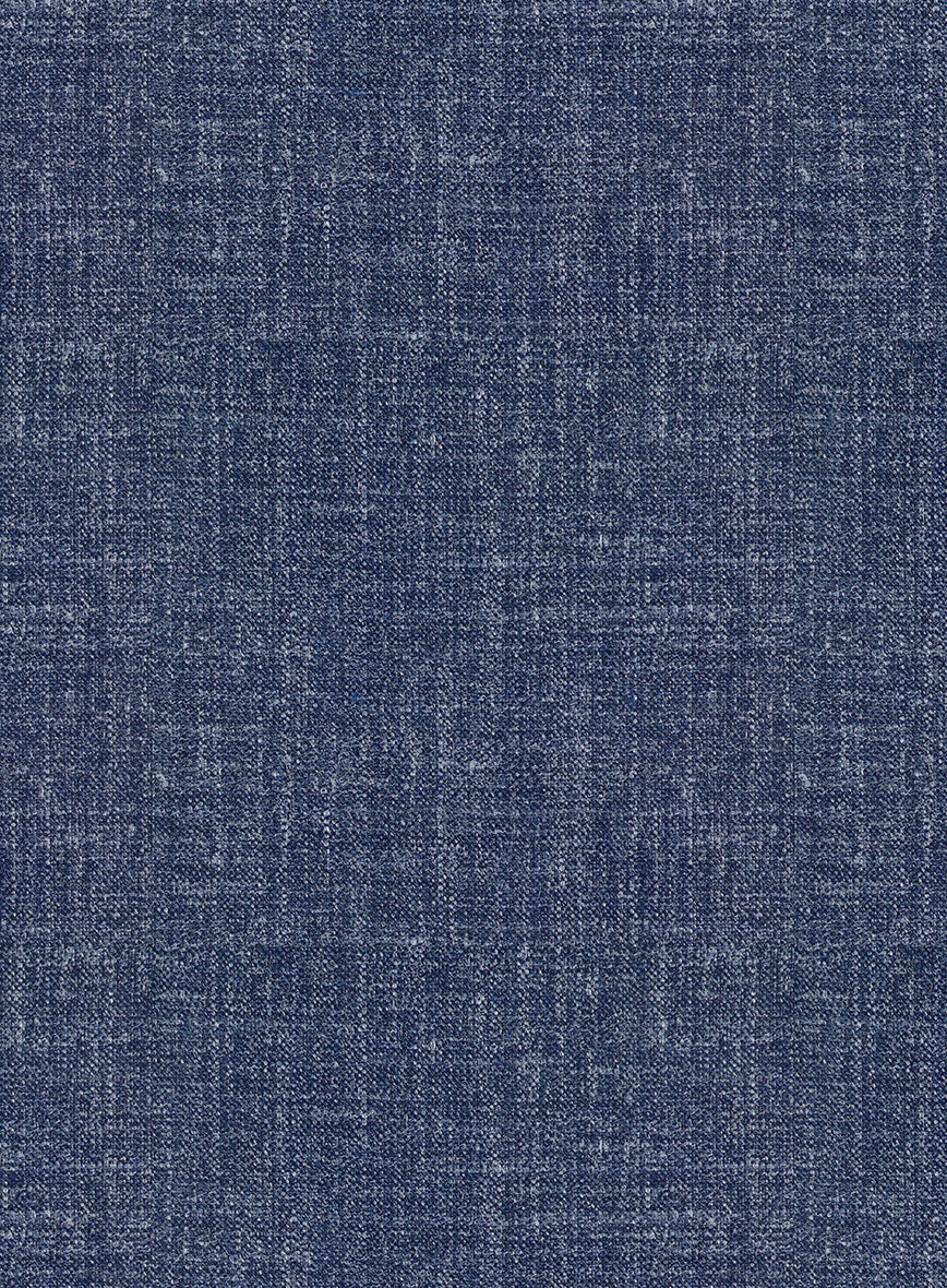 Noble Indigo Blue Wool Silk Linen Pants - Image 3
