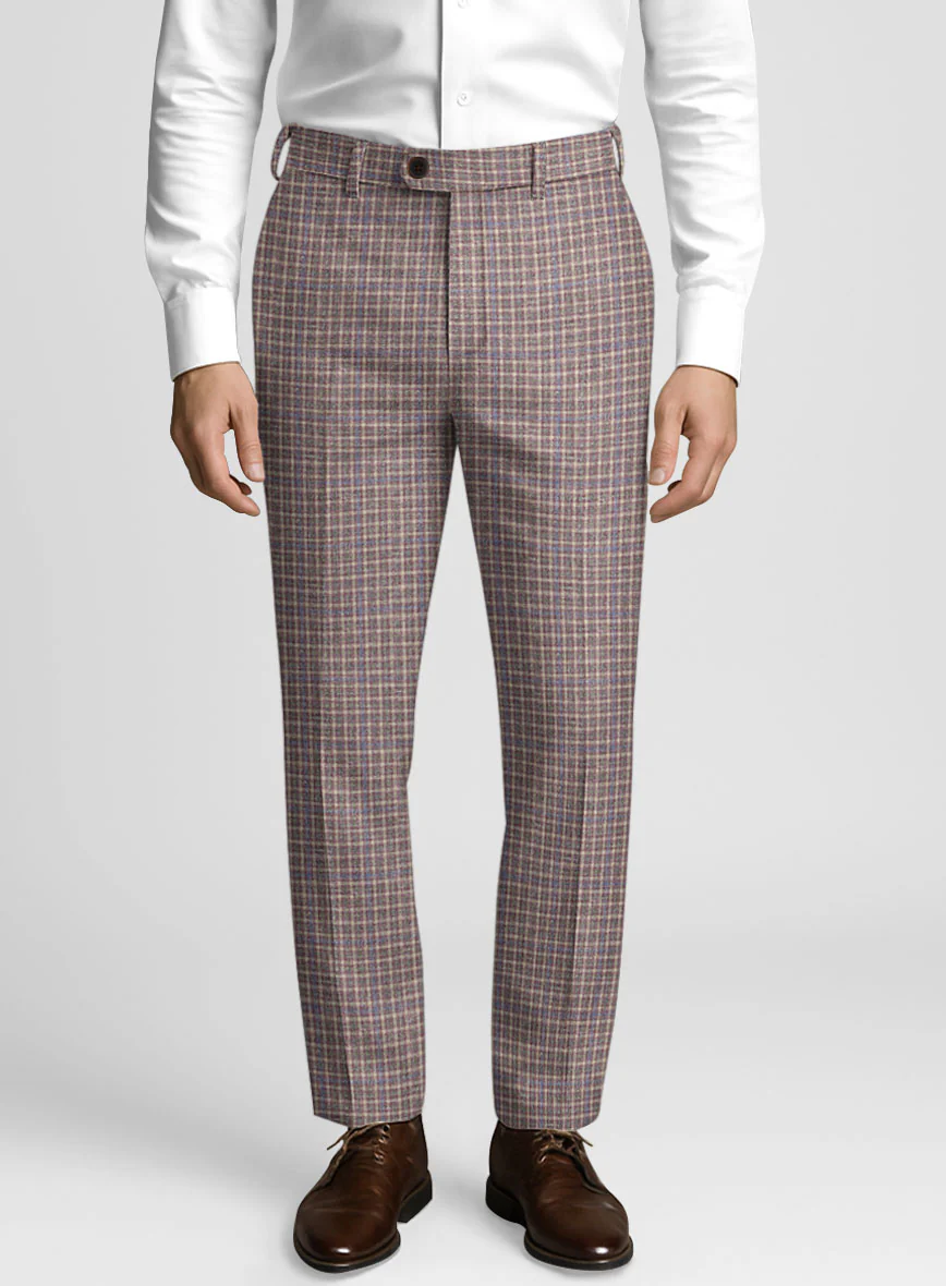 Noble Isidora Check Wool Silk Linen Pants