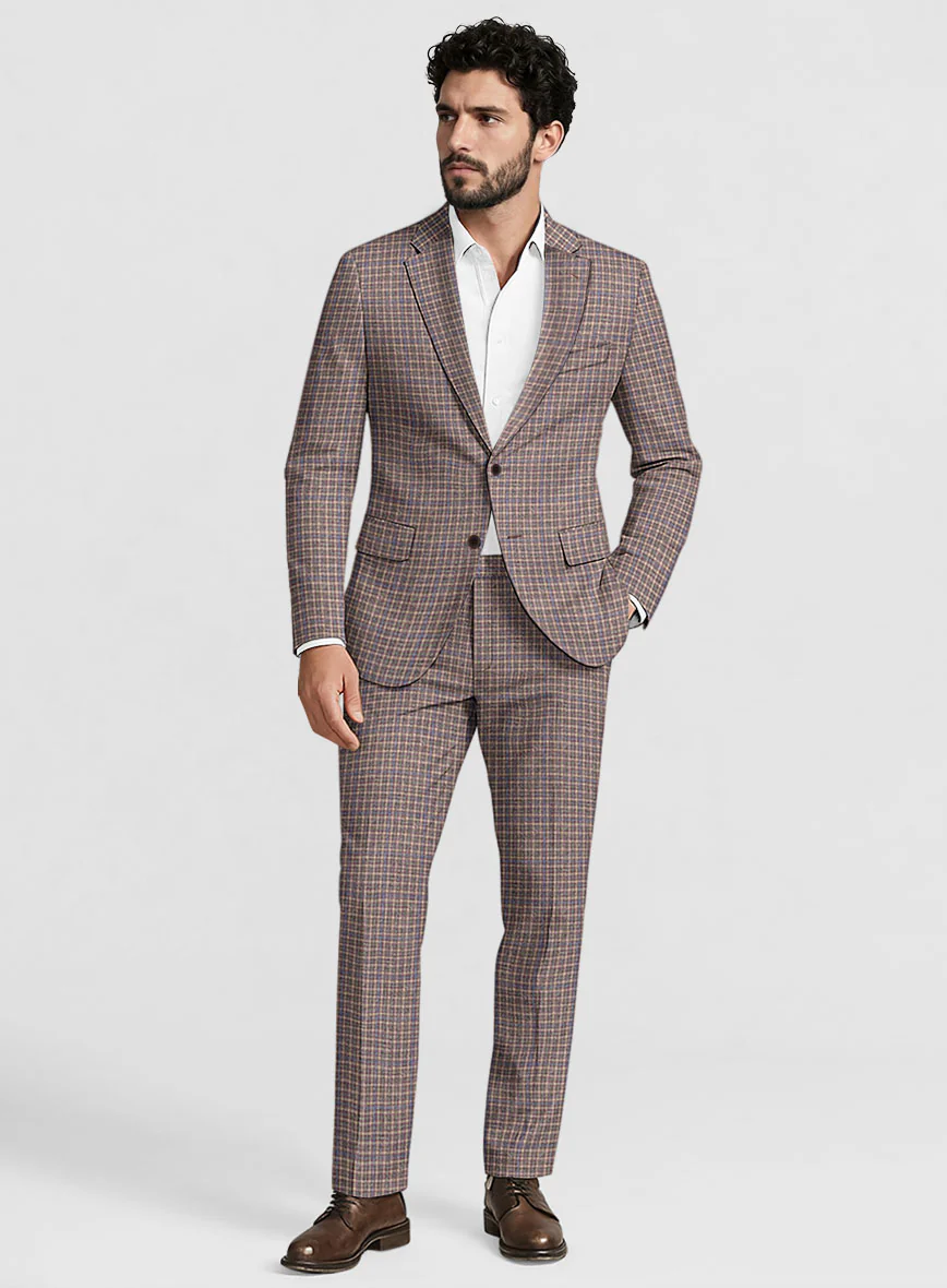 Noble Isidora Check Wool Silk Linen Suit
