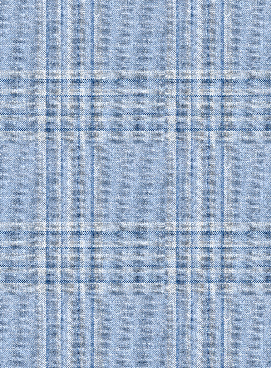 Noble Light Blue Wool Silk Linen Jacket - Image 3