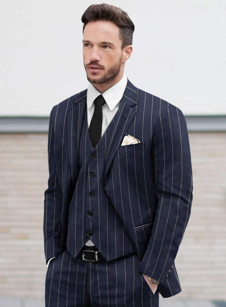 Noble Loredana Blue Stripe Cotton Silk Linen Jacket - Image 2