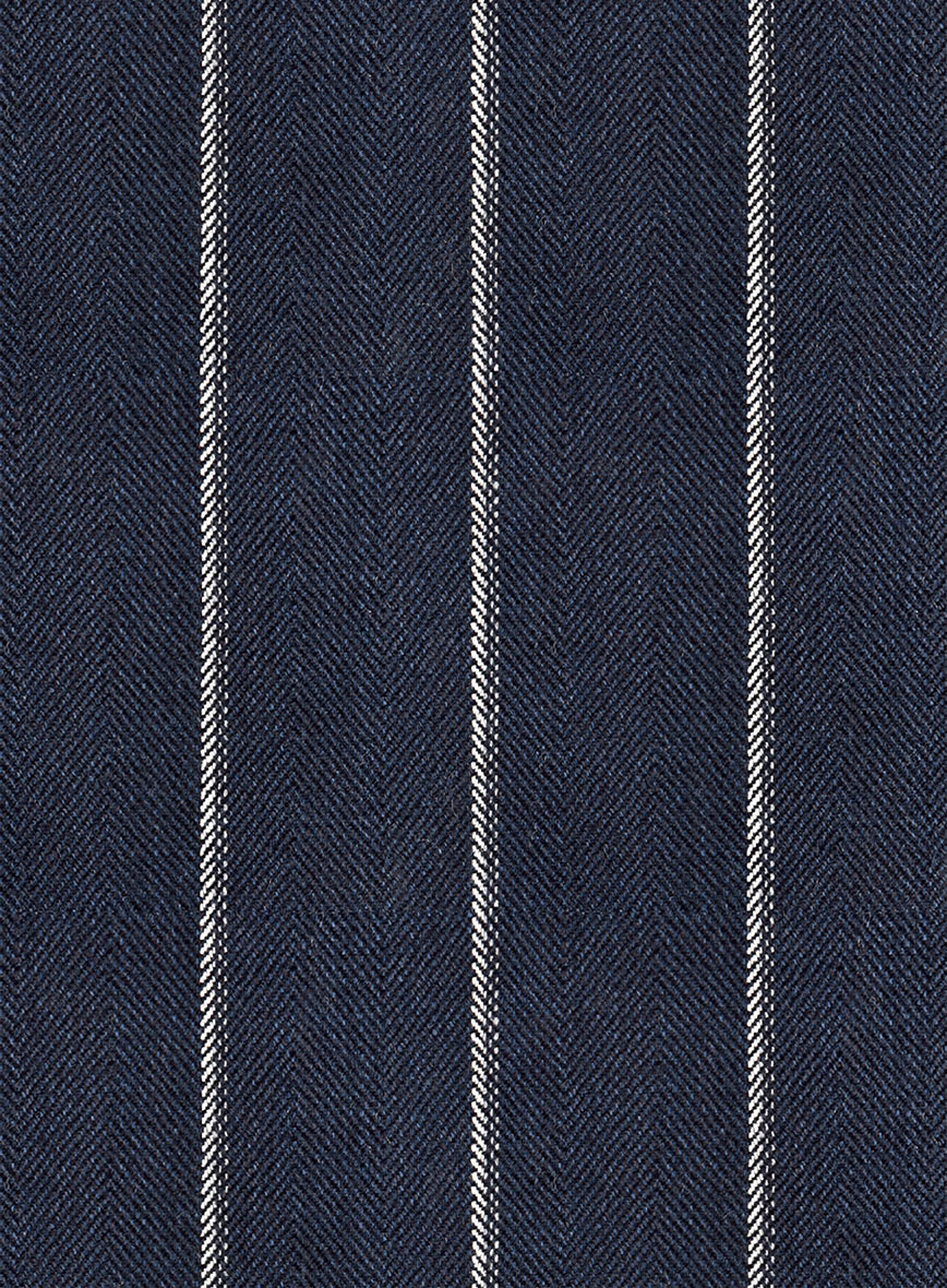 Noble Loredana Blue Stripe Cotton Silk Linen Suit - Image 7