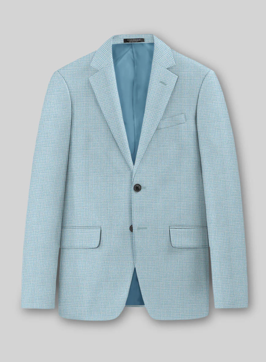 Noble Martina Blue Wool Silk Linen Jacket