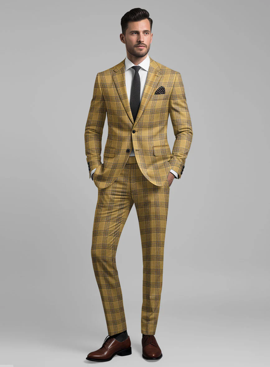 Noble Mateo Ochre Wool Silk Linen Suit