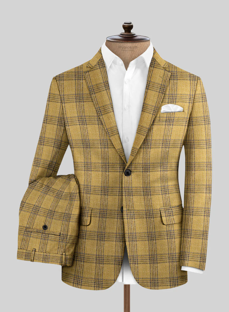 Noble Mateo Ochre Wool Silk Linen Suit - Image 2