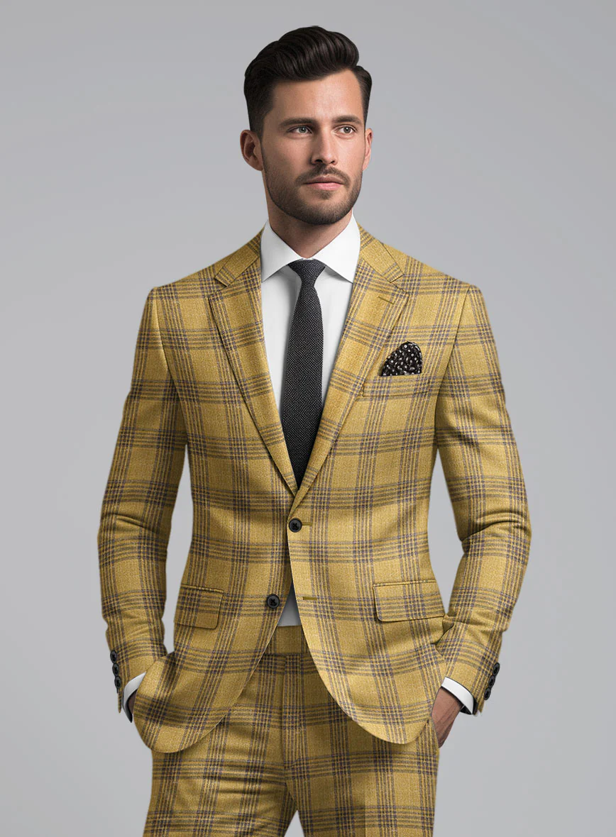 Noble Mateo Ochre Wool Silk Linen Suit - Image 4