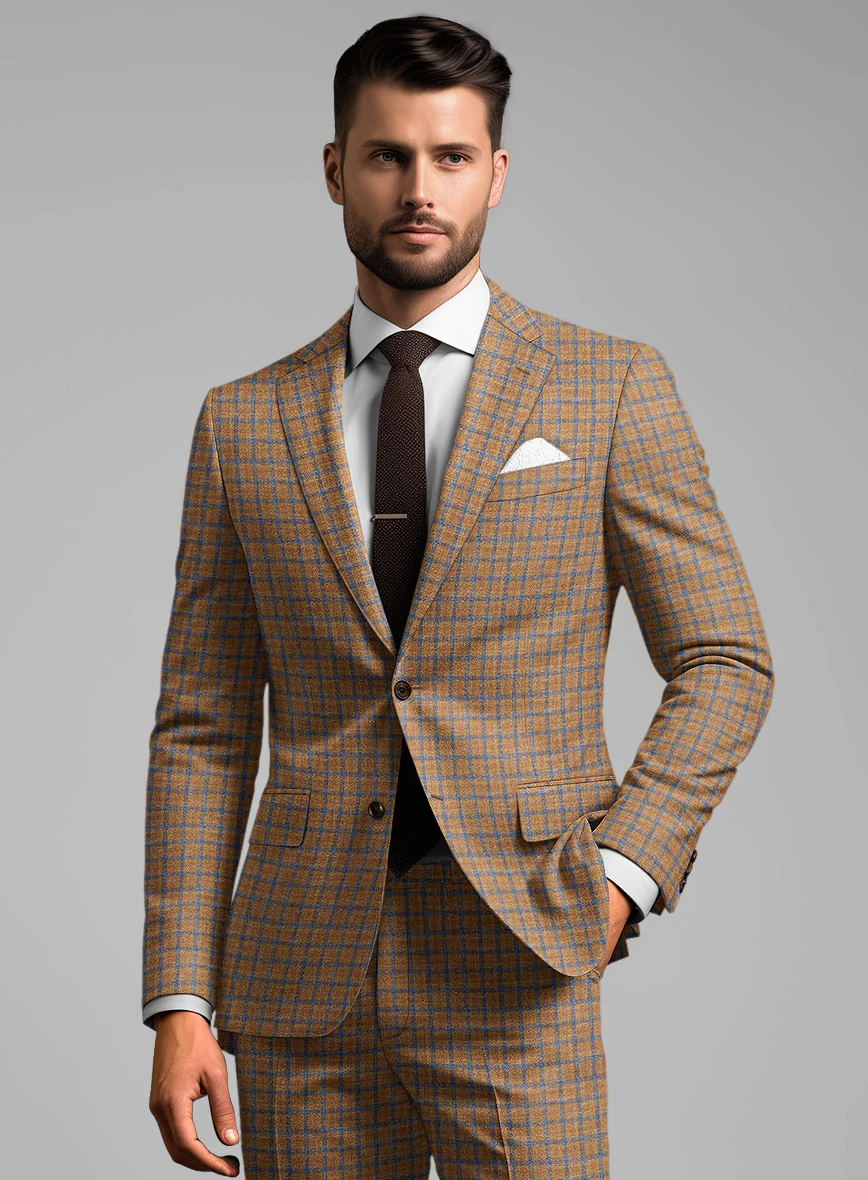Noble Mustard Check Wool Silk Linen Jacket - Image 2
