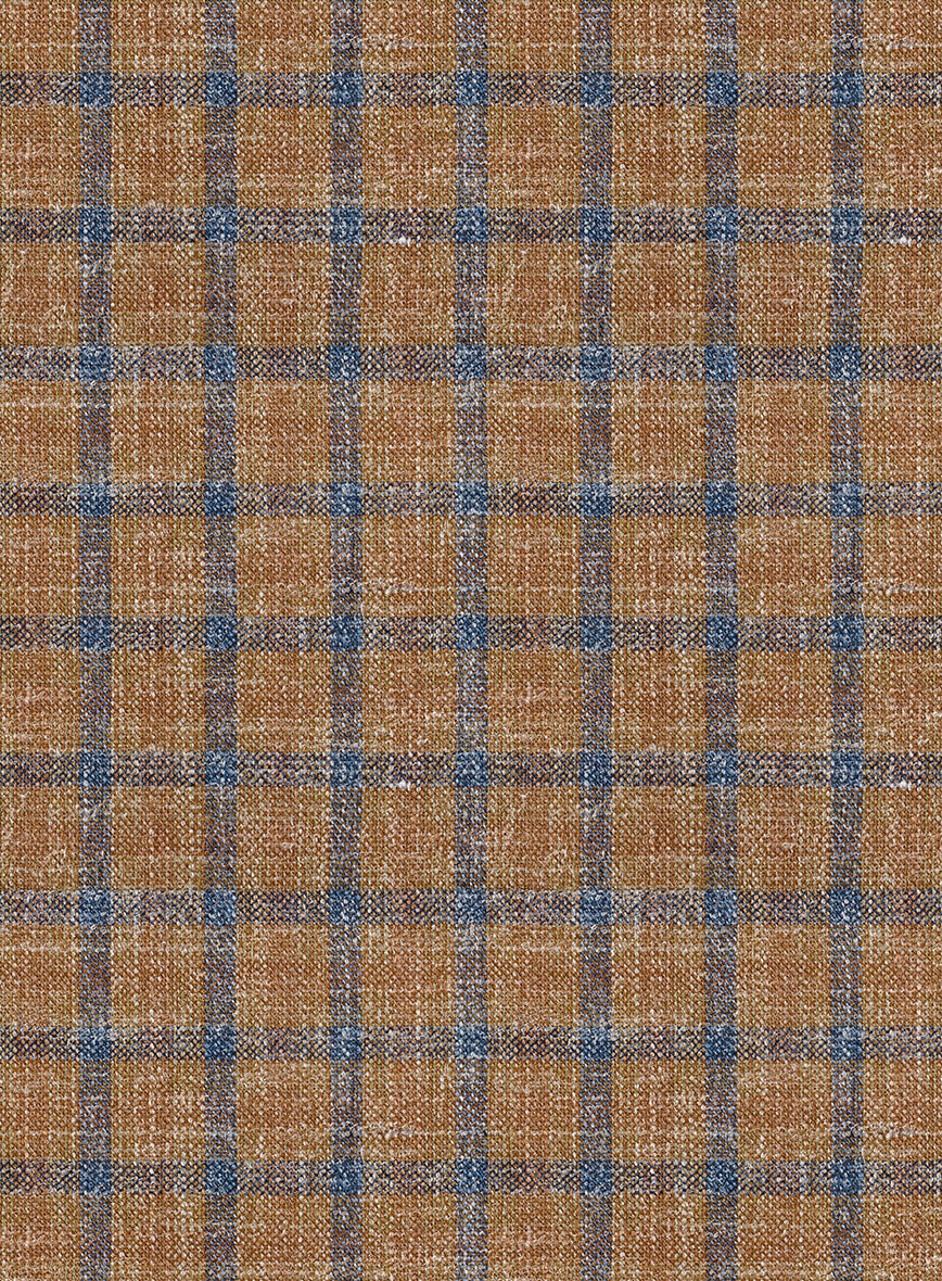 Noble Mustard Check Wool Silk Linen Jacket - Image 3