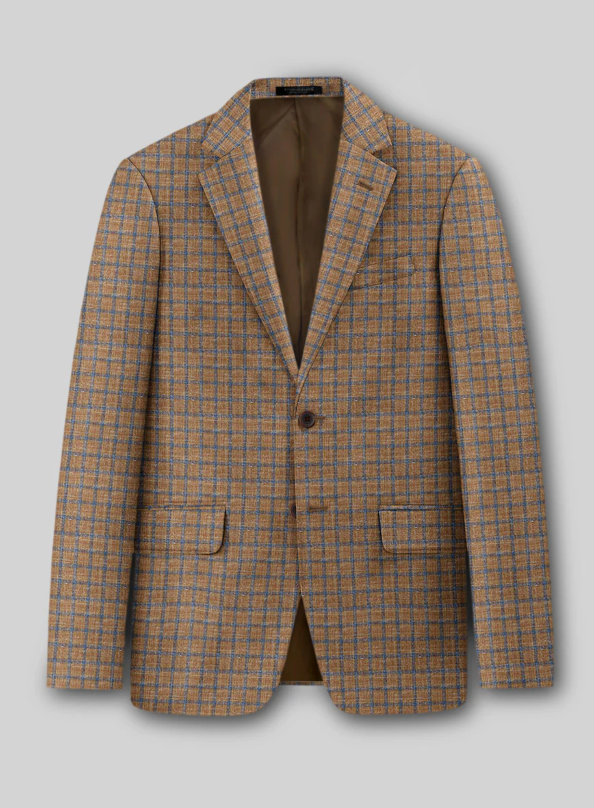 Noble Mustard Check Wool Silk Linen Suit - Image 2