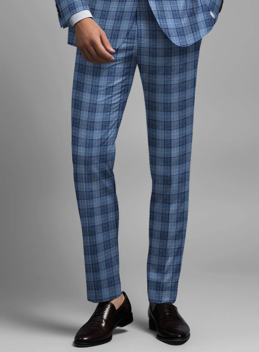 Noble Pilar Blue Wool Silk Linen Pants - Image 2