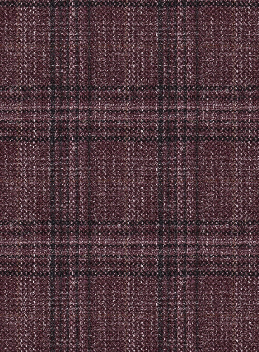 Noble Purple Check Wool Silk Linen Pants - Image 4