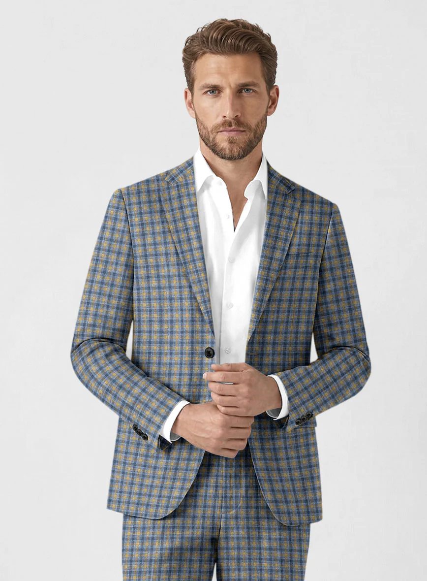 Noble Raquel Blue Wool Silk Linen Suit - Image 4