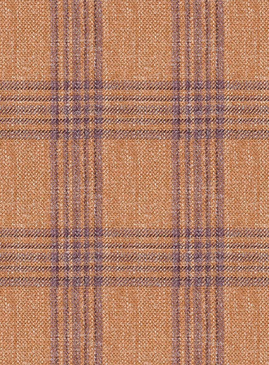 Noble Rust Check Wool Silk Linen Jacket - Image 3