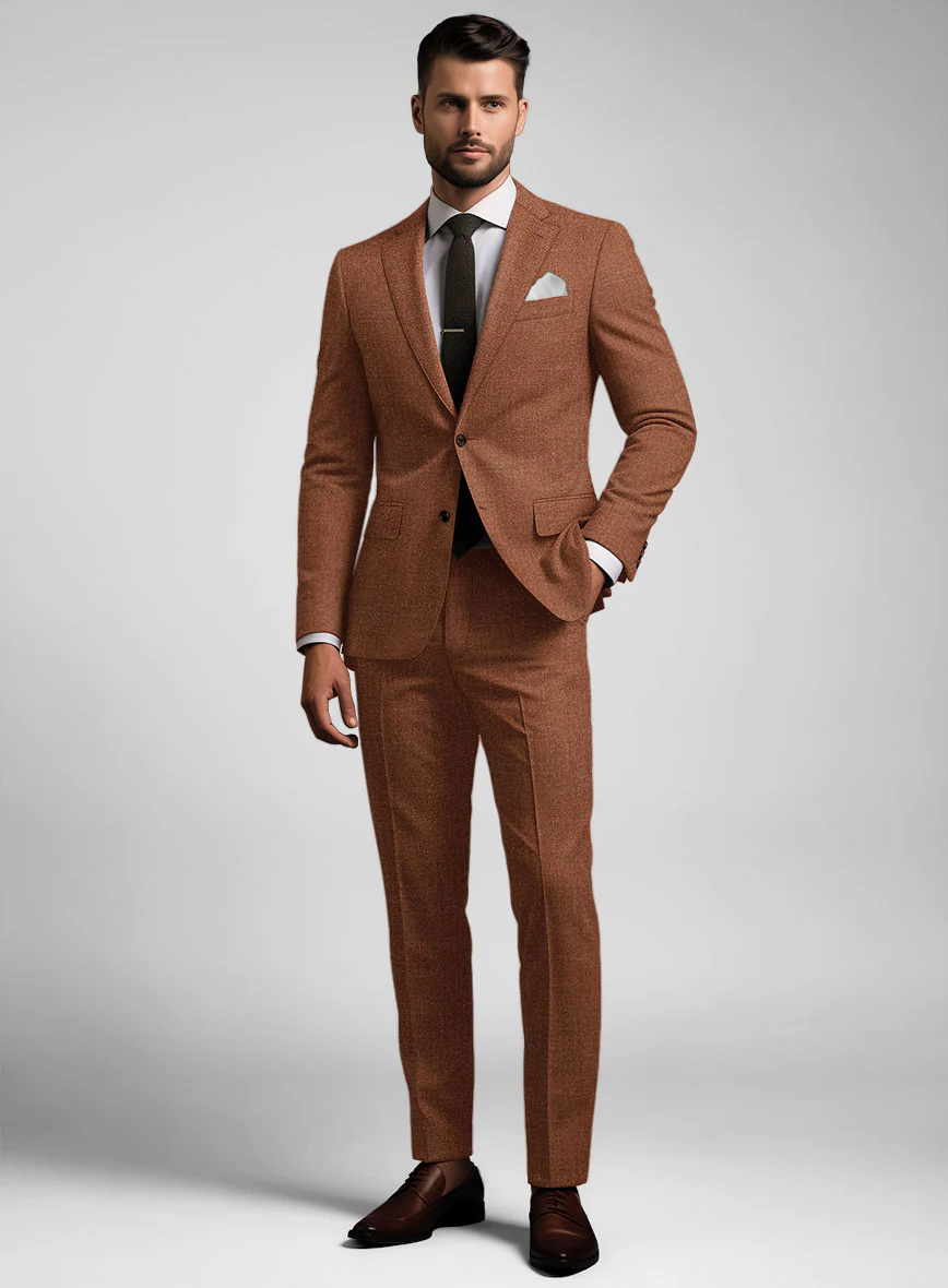 Noble Rust Wool Silk Linen Suit