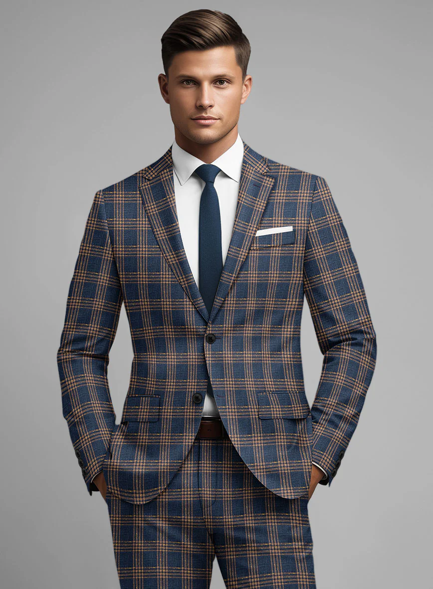 Noble Santiago Blue Wool Silk Linen Suit - Image 3